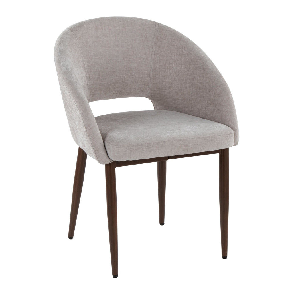 Renee Upholstered Chair - Set of 2 - Walnut Metal, Silver Fabric