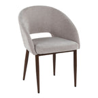 Renee Upholstered Chair - Set of 2 - Walnut Metal, Silver Fabric