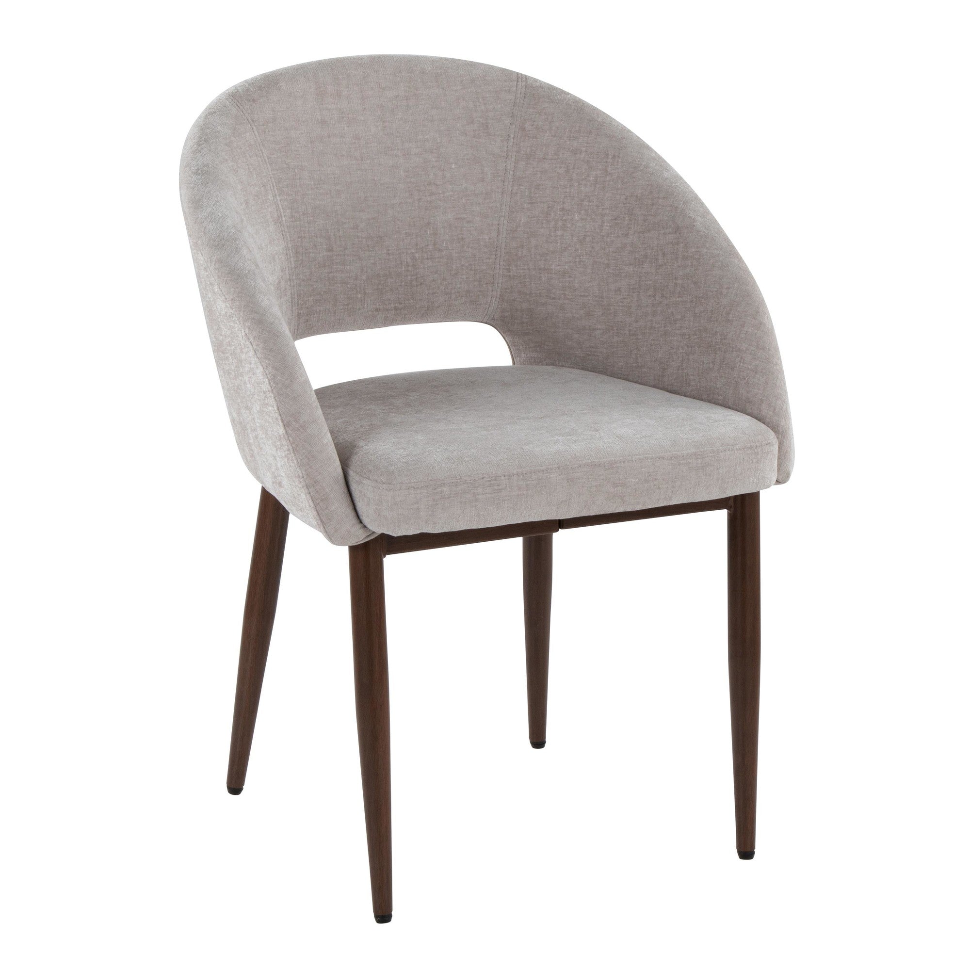Renee Upholstered Chair - Set of 2 - Walnut Metal, Silver Fabric