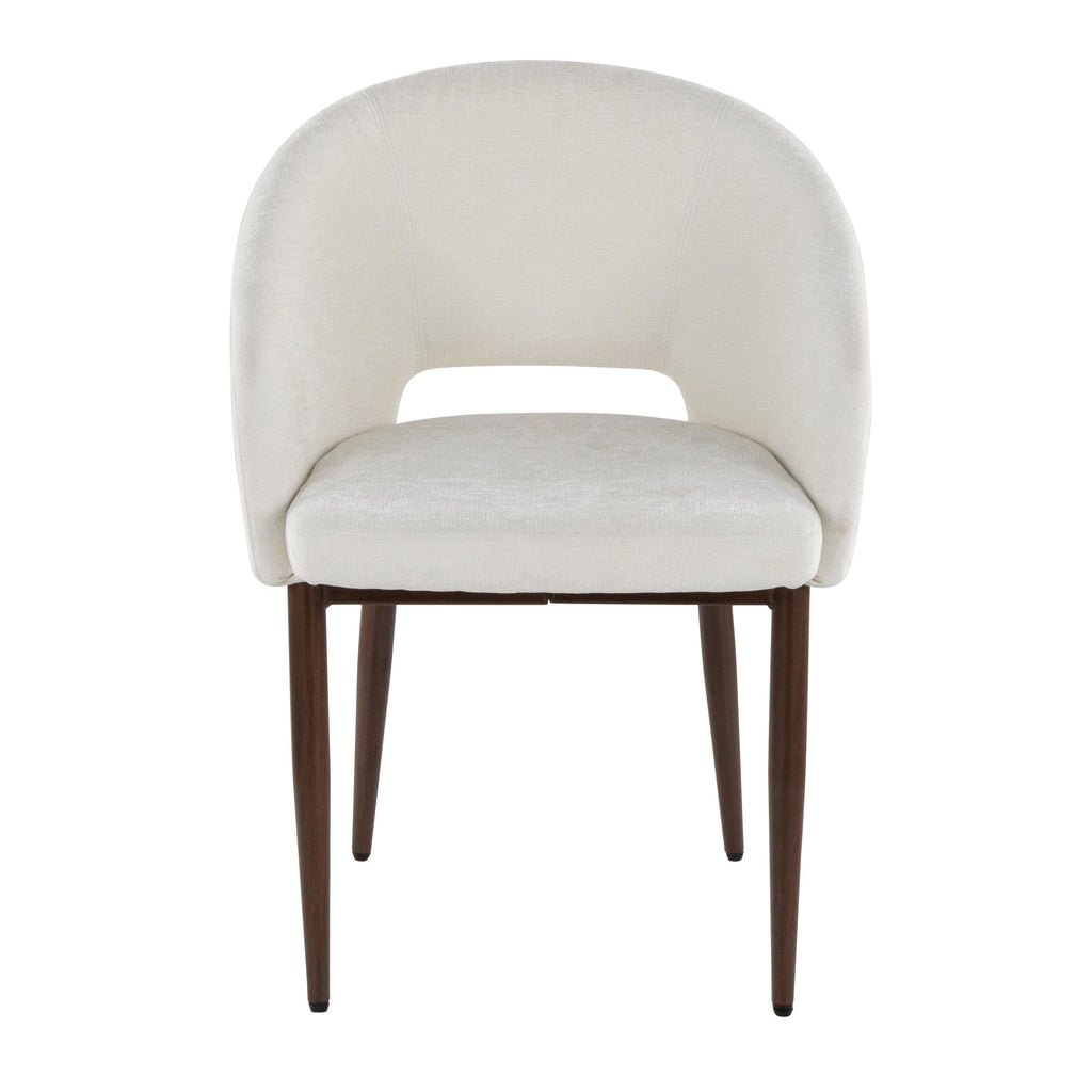 Renee Upholstered Chair - Set of 2 - Walnut Metal, Off-white Fabric