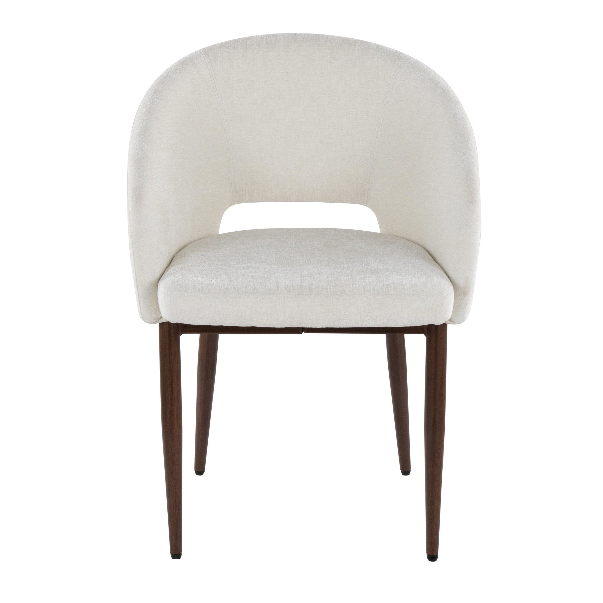 Renee Upholstered Chair - Set of 2 - Walnut Metal, Off-white Fabric