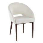 Renee Upholstered Chair - Set of 2 - Walnut Metal, Off-white Fabric