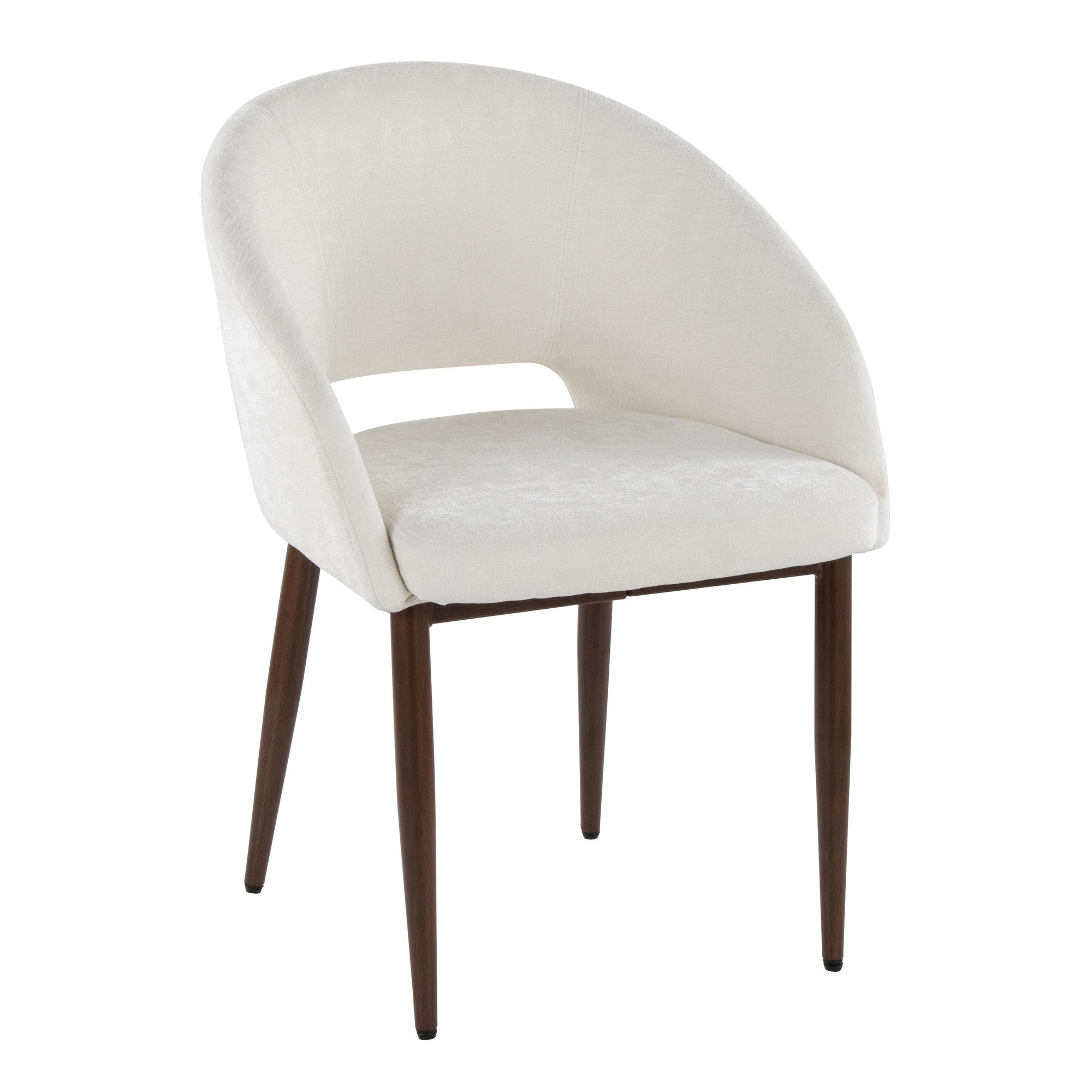 Renee Upholstered Chair - Set of 2 - Walnut Metal, Off-white Fabric