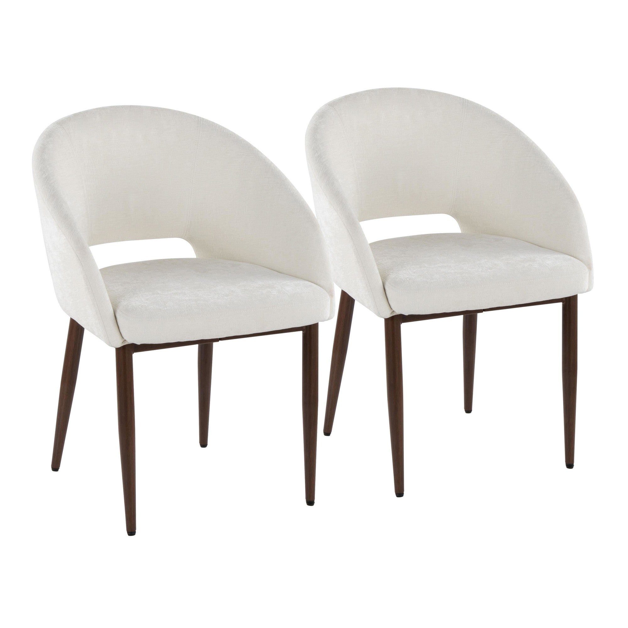 Renee Upholstered Chair - Set of 2 - Walnut Metal, Off-white Fabric
