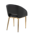 Renee Upholstered Chair - Set of 2 - Gold Metal, Black PU