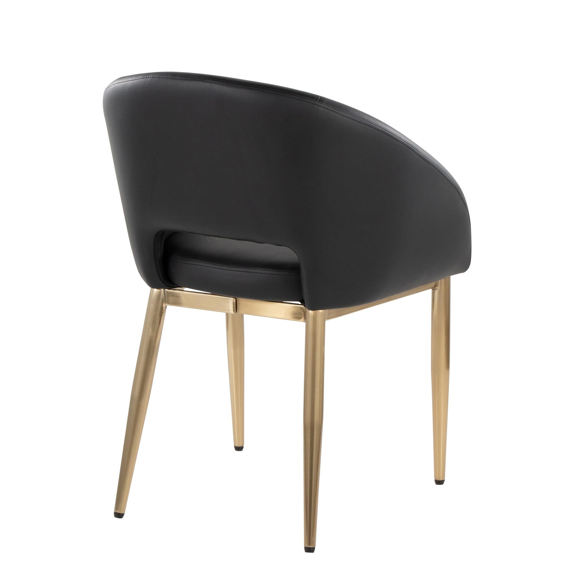 Renee Upholstered Chair - Set of 2 - Gold Metal, Black PU