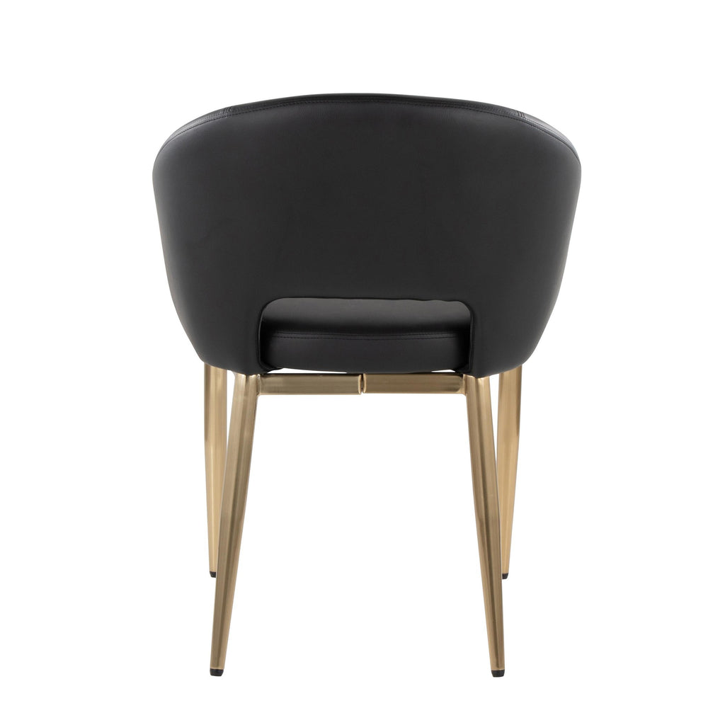 Renee Upholstered Chair - Set of 2 - Gold Metal, Black PU