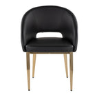 Renee Upholstered Chair - Set of 2 - Gold Metal, Black PU