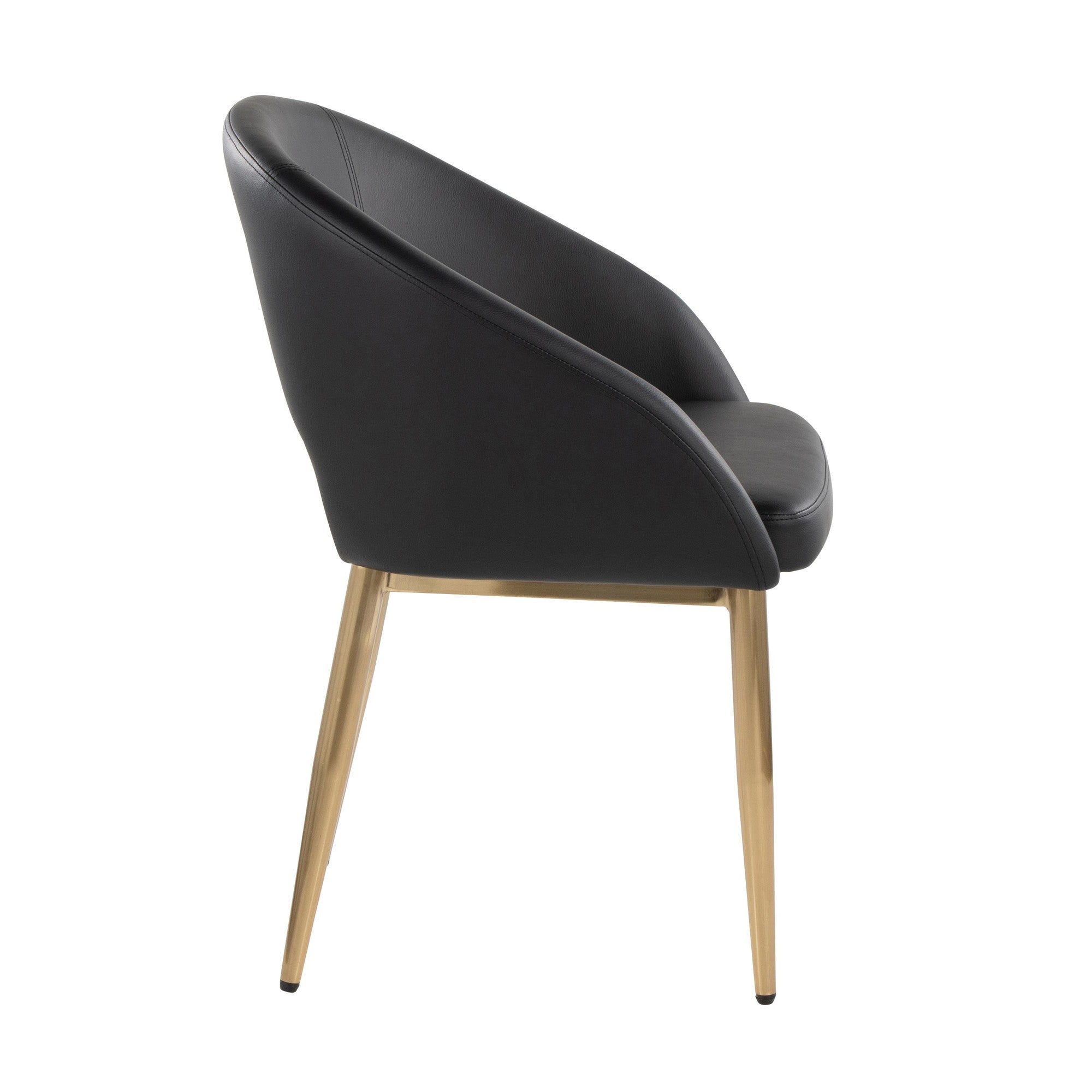 Renee Upholstered Chair - Set of 2 - Gold Metal, Black PU