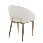 Renee Upholstered Chair - Set of 2 - Gold Metal, White PU