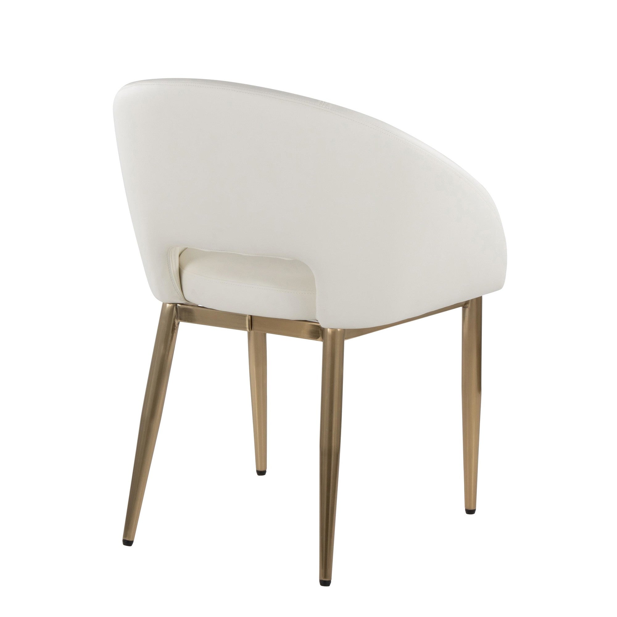 Renee Upholstered Chair - Set of 2 - Gold Metal, White PU