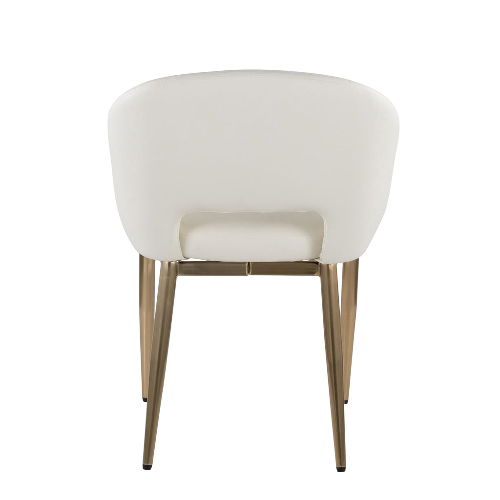 Renee Upholstered Chair - Set of 2 - Gold Metal, White PU