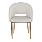 Renee Upholstered Chair - Set of 2 - Gold Metal, White PU
