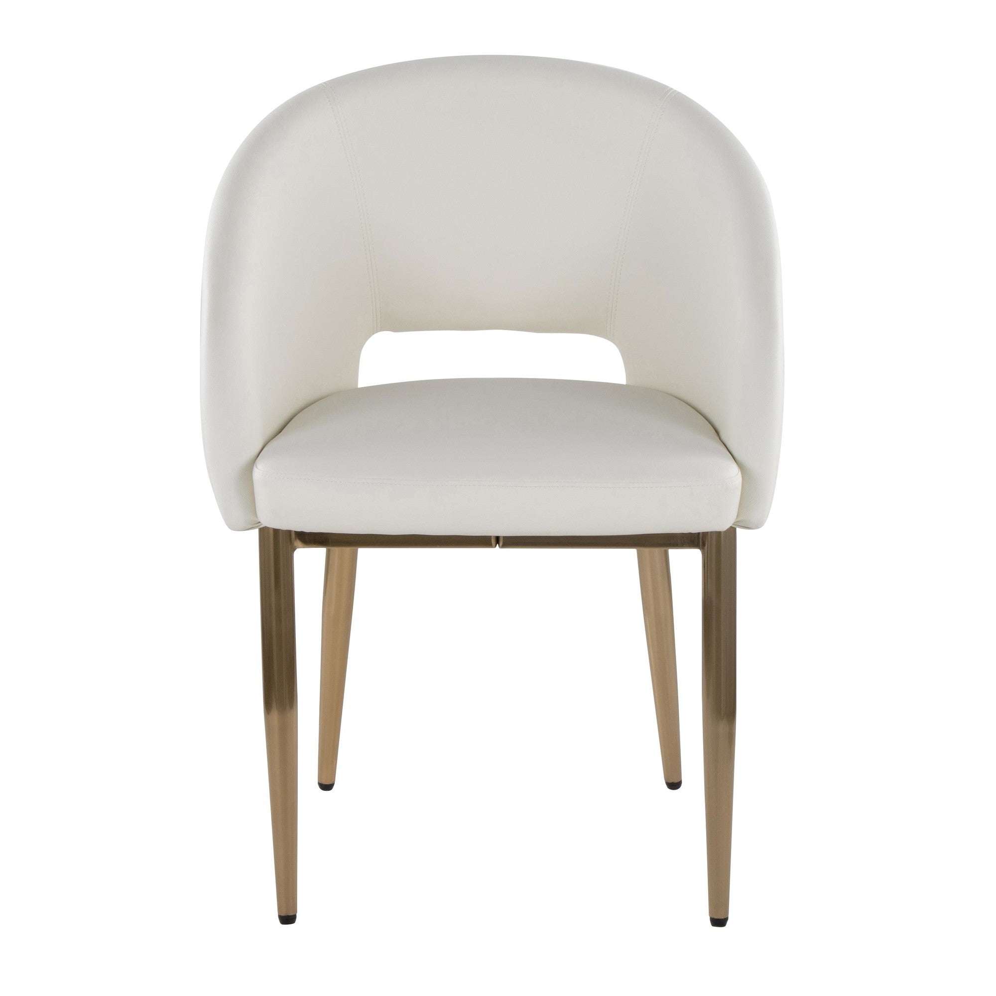 Renee Upholstered Chair - Set of 2 - Gold Metal, White PU
