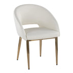 Renee Upholstered Chair - Set of 2 - Gold Metal, White PU