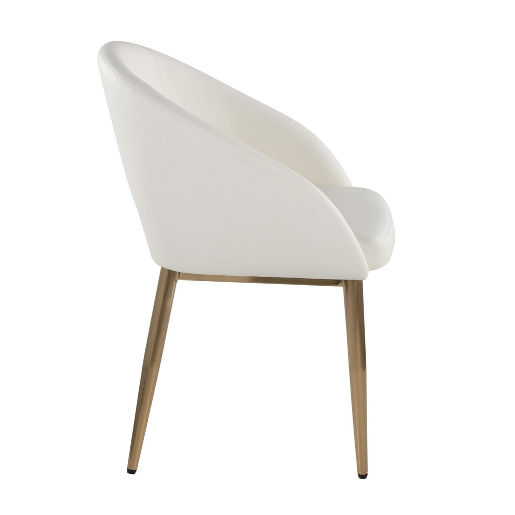 Renee Upholstered Chair - Set of 2 - Gold Metal, White PU