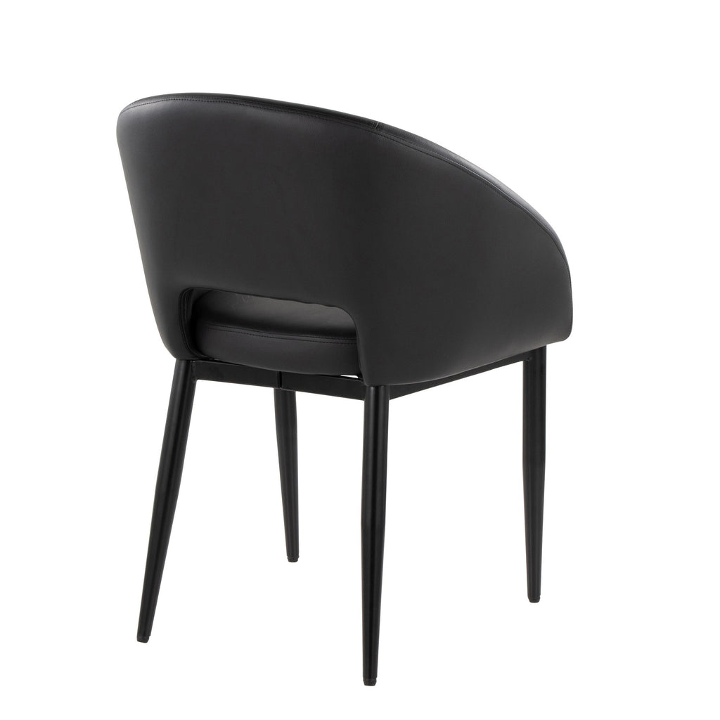 Renee Upholstered Chair - Set of 2 - Black Metal, Black PU