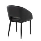 Renee Upholstered Chair - Set of 2 - Black Metal, Black PU