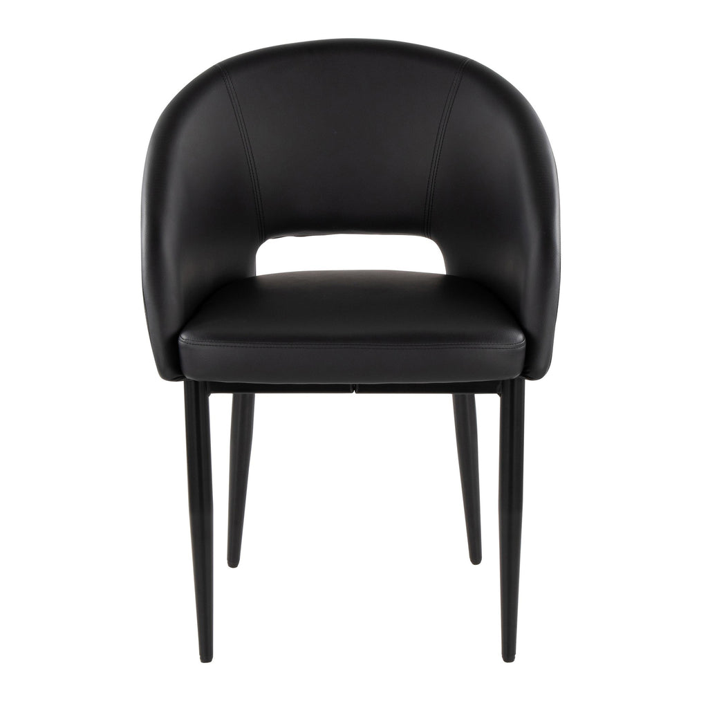 Renee Upholstered Chair - Set of 2 - Black Metal, Black PU
