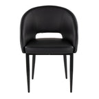Renee Upholstered Chair - Set of 2 - Black Metal, Black PU