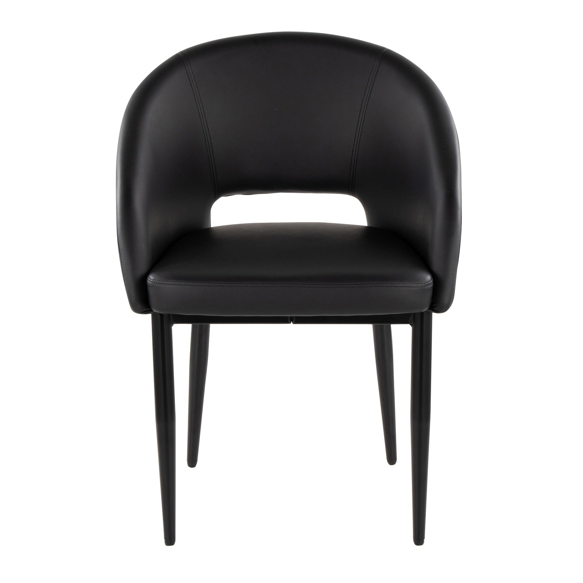 Renee Upholstered Chair - Set of 2 - Black Metal, Black PU