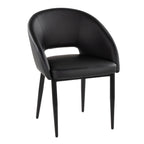 Renee Upholstered Chair - Set of 2 - Black Metal, Black PU