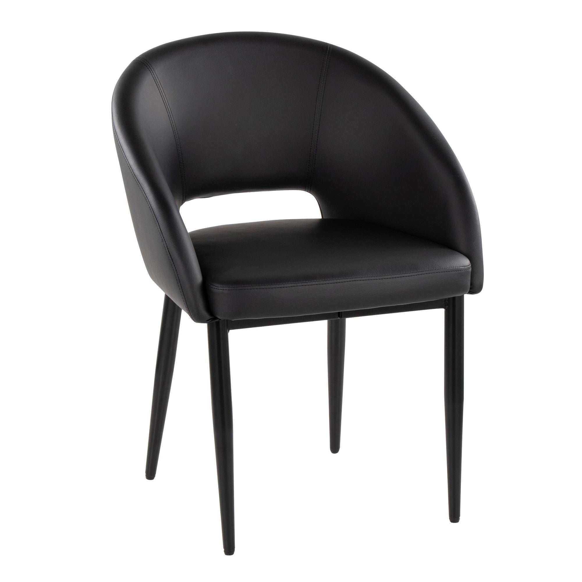 Renee Upholstered Chair - Set of 2 - Black Metal, Black PU