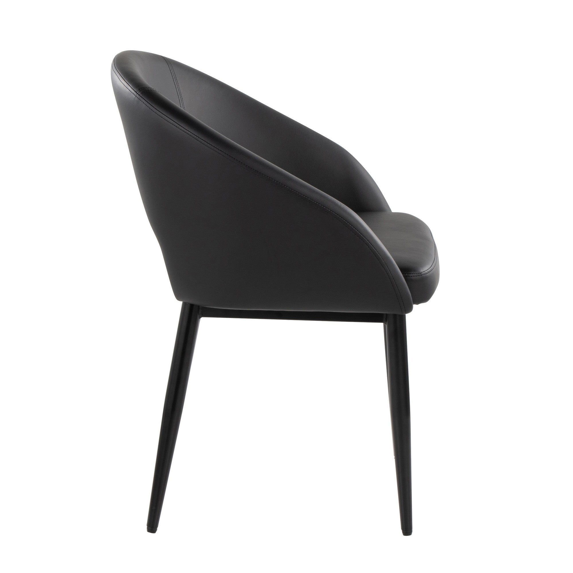 Renee Upholstered Chair - Set of 2 - Black Metal, Black PU