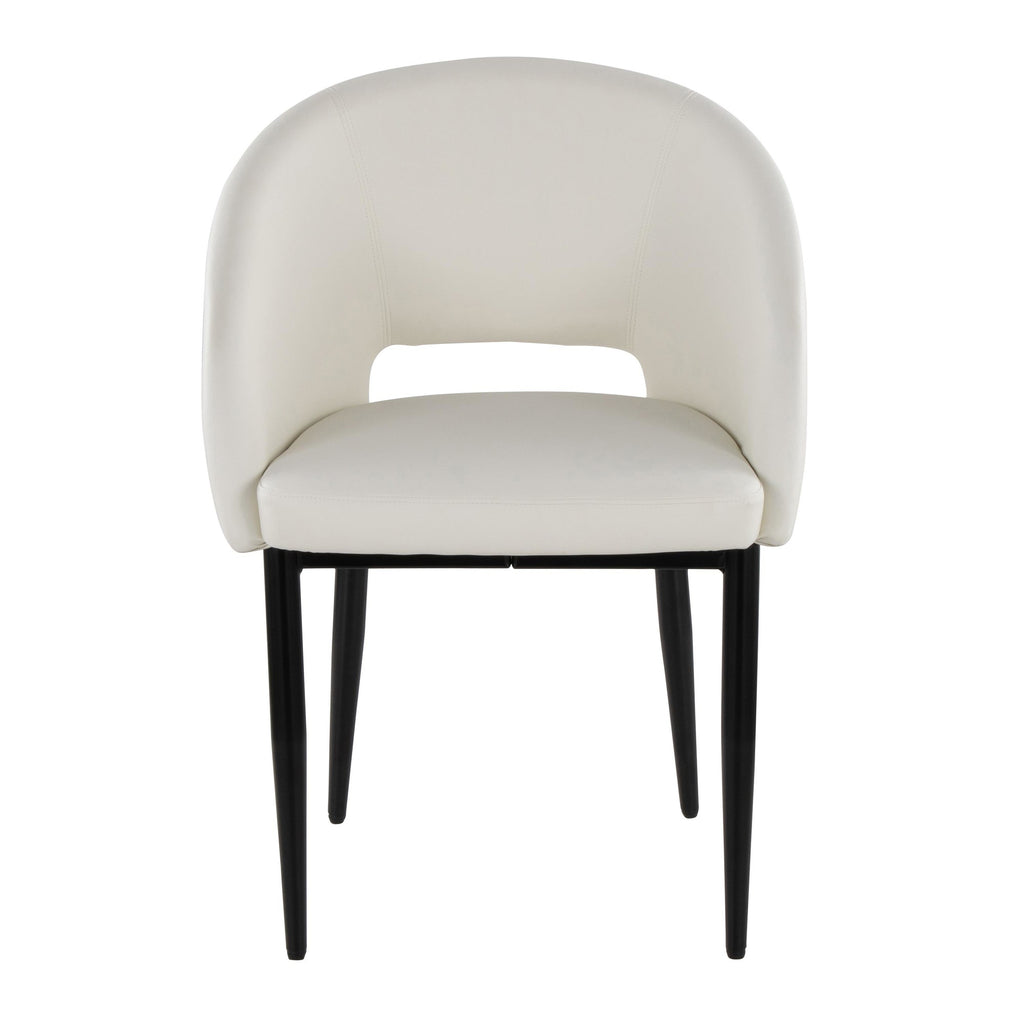 Renee Upholstered Chair - Set of 2 - Black Metal, White PU