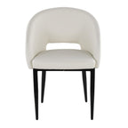 Renee Upholstered Chair - Set of 2 - Black Metal, White PU