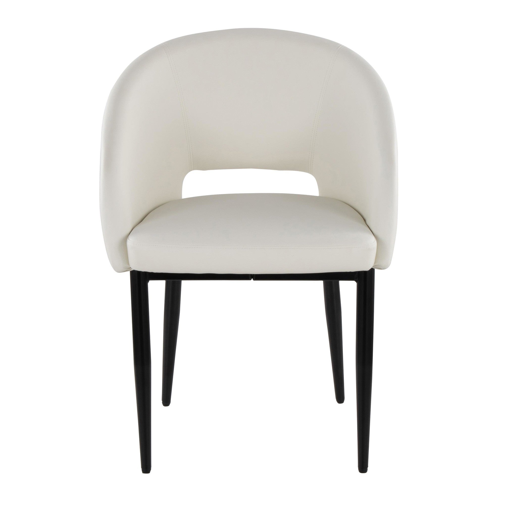 Renee Upholstered Chair - Set of 2 - Black Metal, White PU