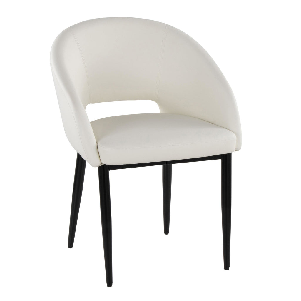 Renee Upholstered Chair - Set of 2 - Black Metal, White PU