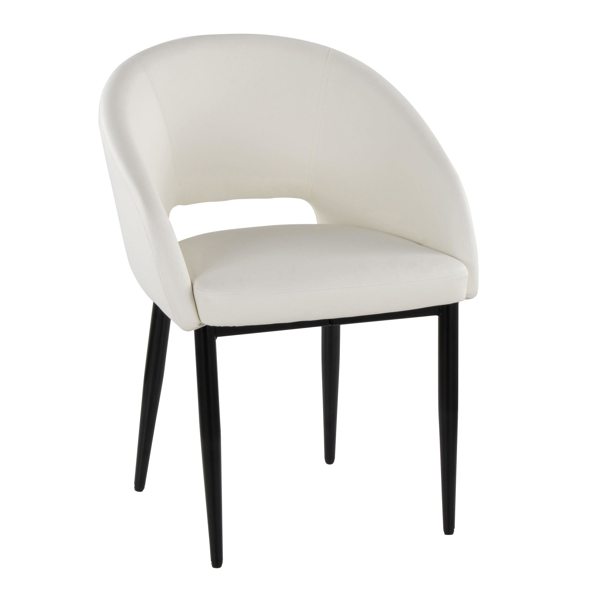 Renee Upholstered Chair - Set of 2 - Black Metal, White PU