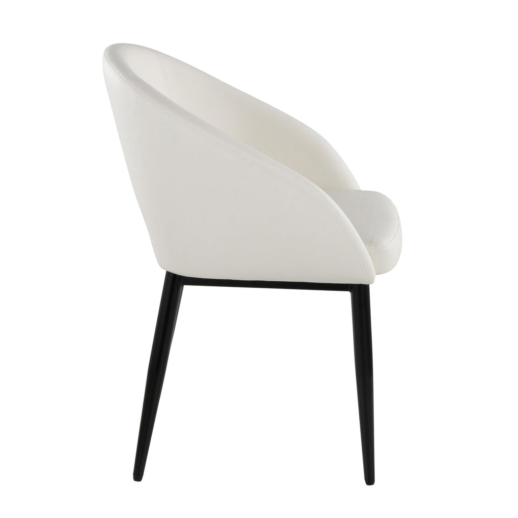 Renee Upholstered Chair - Set of 2 - Black Metal, White PU