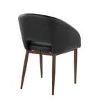 Renee Upholstered Chair - Set of 2 - Walnut Metal, Black PU