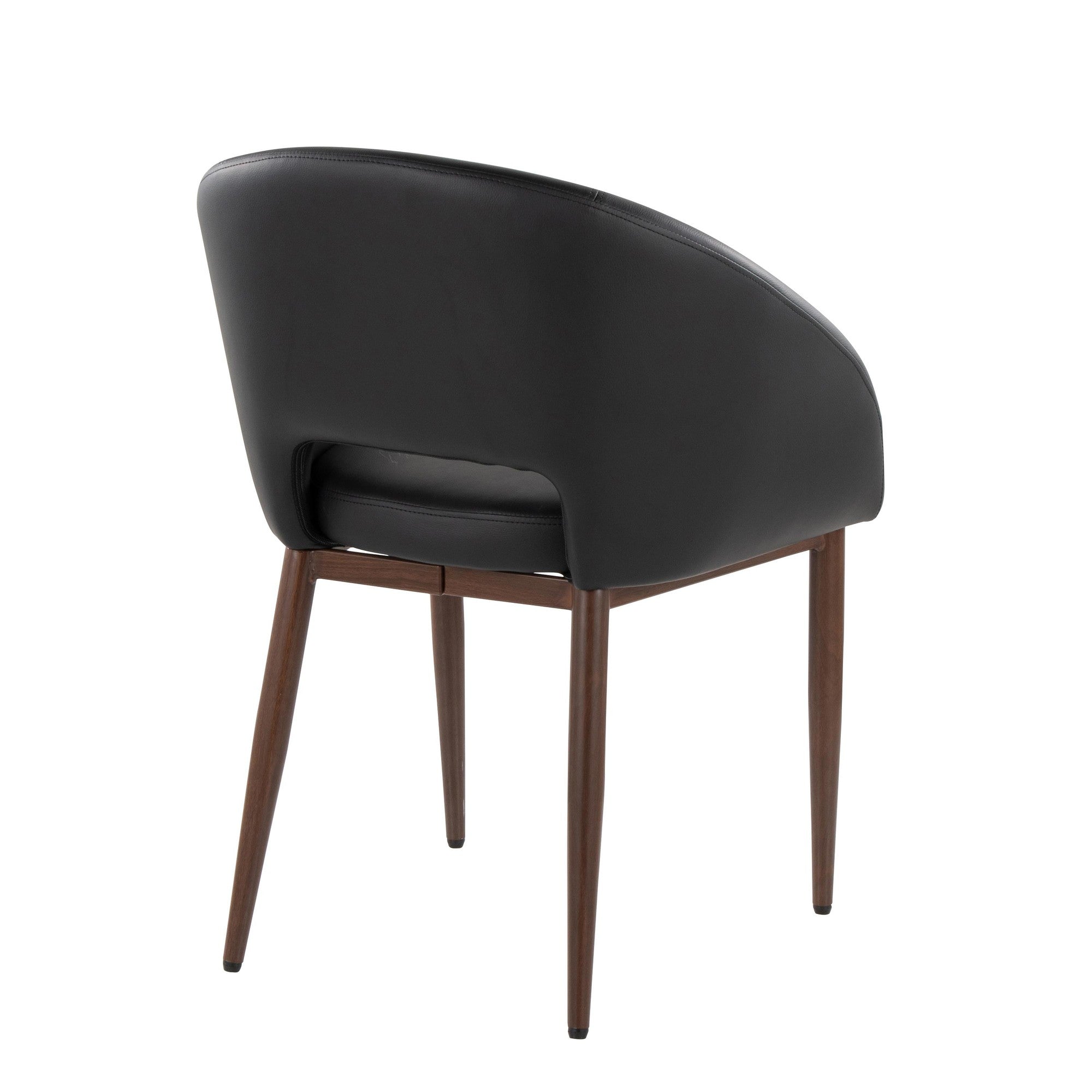 Renee Upholstered Chair - Set of 2 - Walnut Metal, Black PU