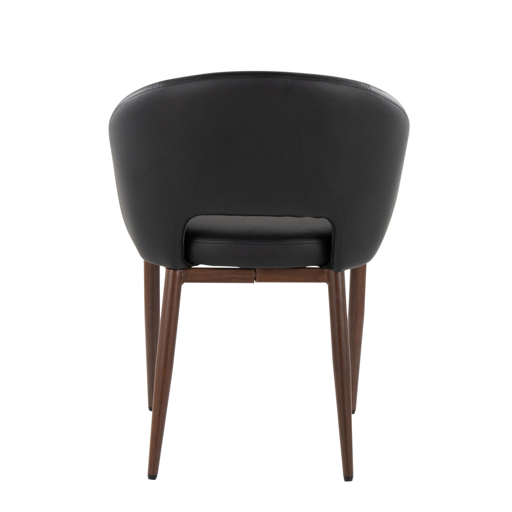 Renee Upholstered Chair - Set of 2 - Walnut Metal, Black PU