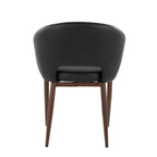 Renee Upholstered Chair - Set of 2 - Walnut Metal, Black PU