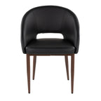 Renee Upholstered Chair - Set of 2 - Walnut Metal, Black PU