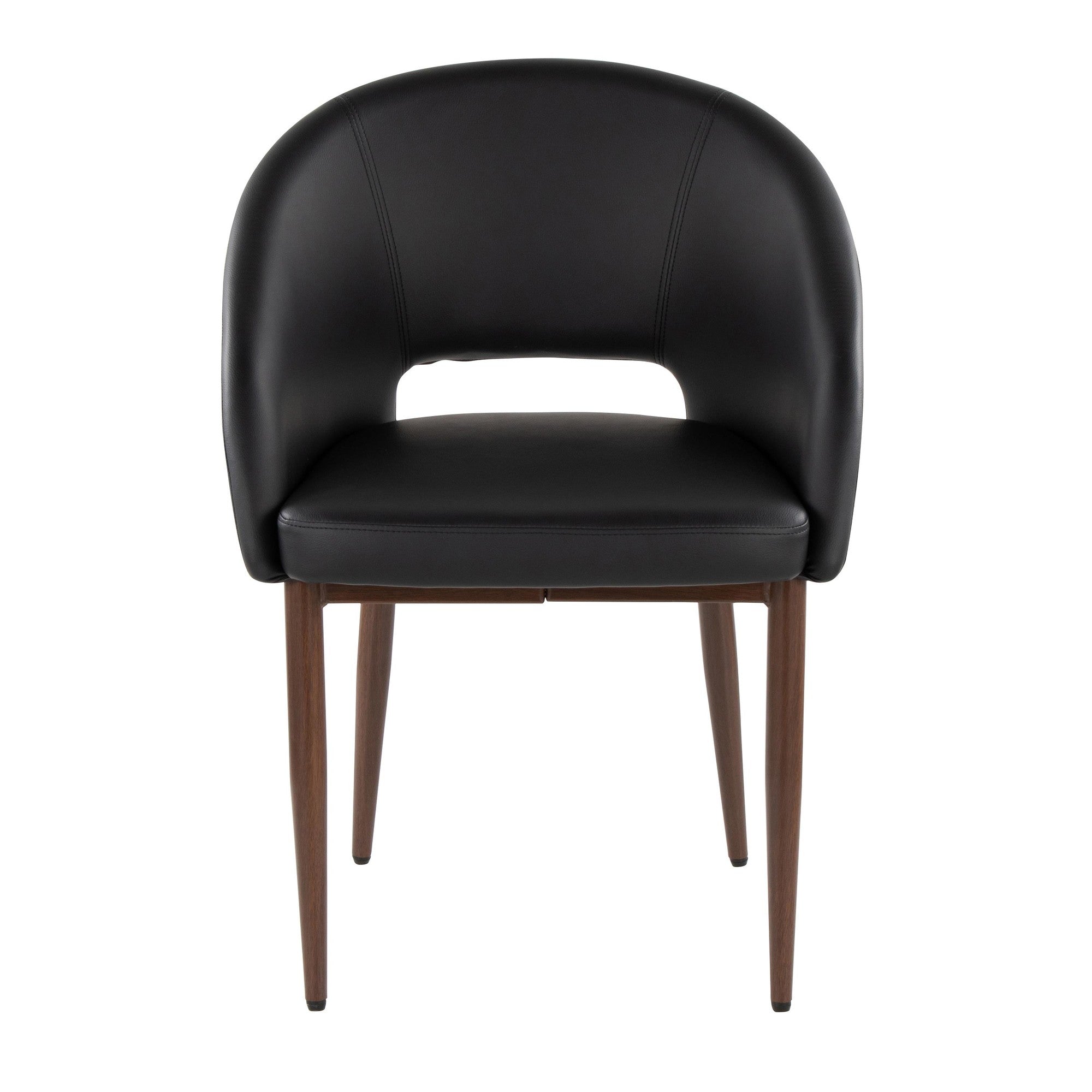 Renee Upholstered Chair - Set of 2 - Walnut Metal, Black PU