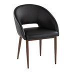 Renee Upholstered Chair - Set of 2 - Walnut Metal, Black PU