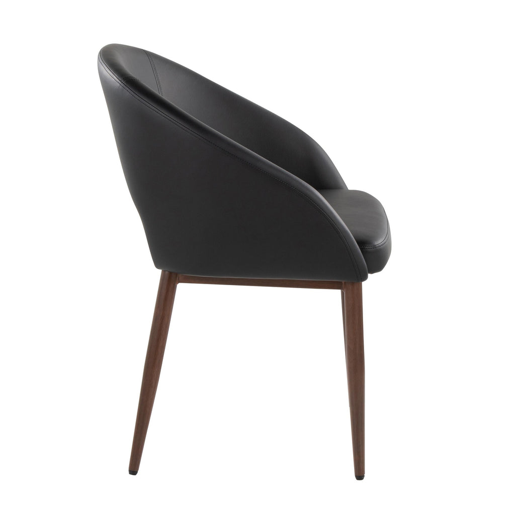 Renee Upholstered Chair - Set of 2 - Walnut Metal, Black PU