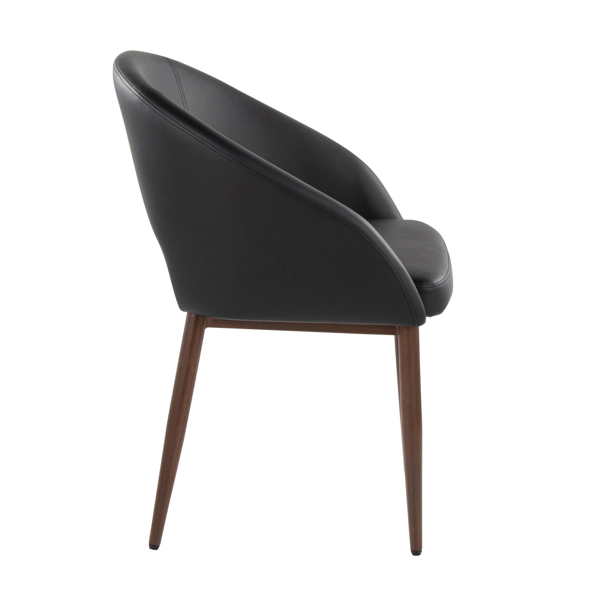 Renee Upholstered Chair - Set of 2 - Walnut Metal, Black PU