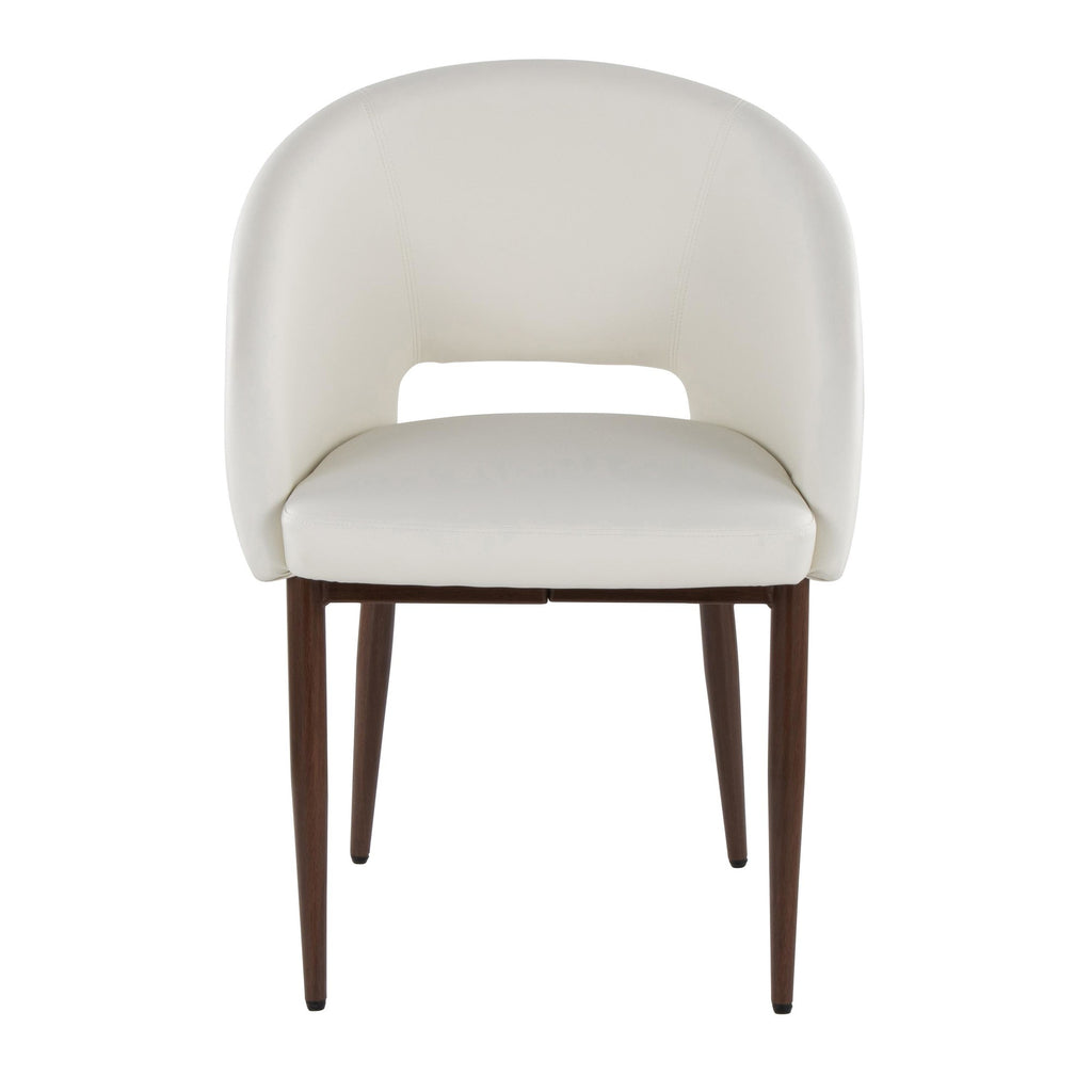 Renee Upholstered Chair - Set of 2 - Walnut Metal, White PU