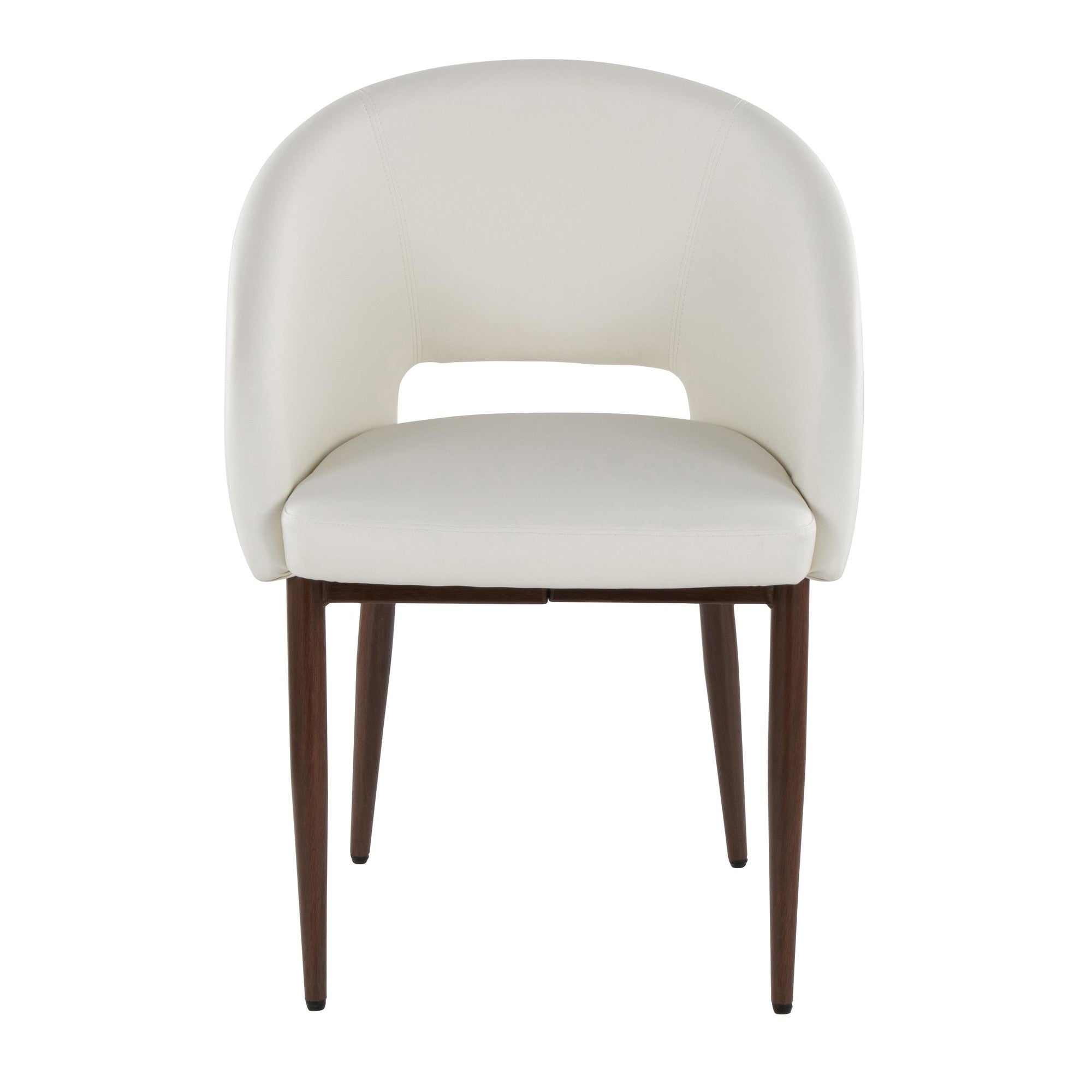 Renee Upholstered Chair - Set of 2 - Walnut Metal, White PU