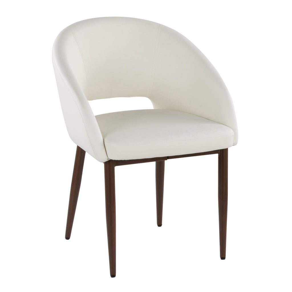 Renee Upholstered Chair - Set of 2 - Walnut Metal, White PU