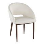 Renee Upholstered Chair - Set of 2 - Walnut Metal, White PU