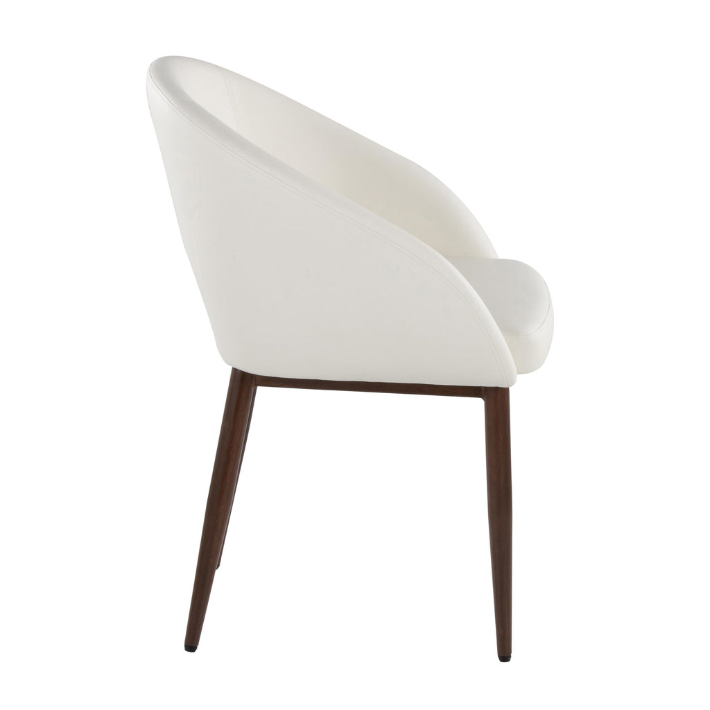 Renee Upholstered Chair - Set of 2 - Walnut Metal, White PU