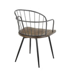 Riley Arm Chair - Set of 2 - Black Metal, Dark Walnut Wood