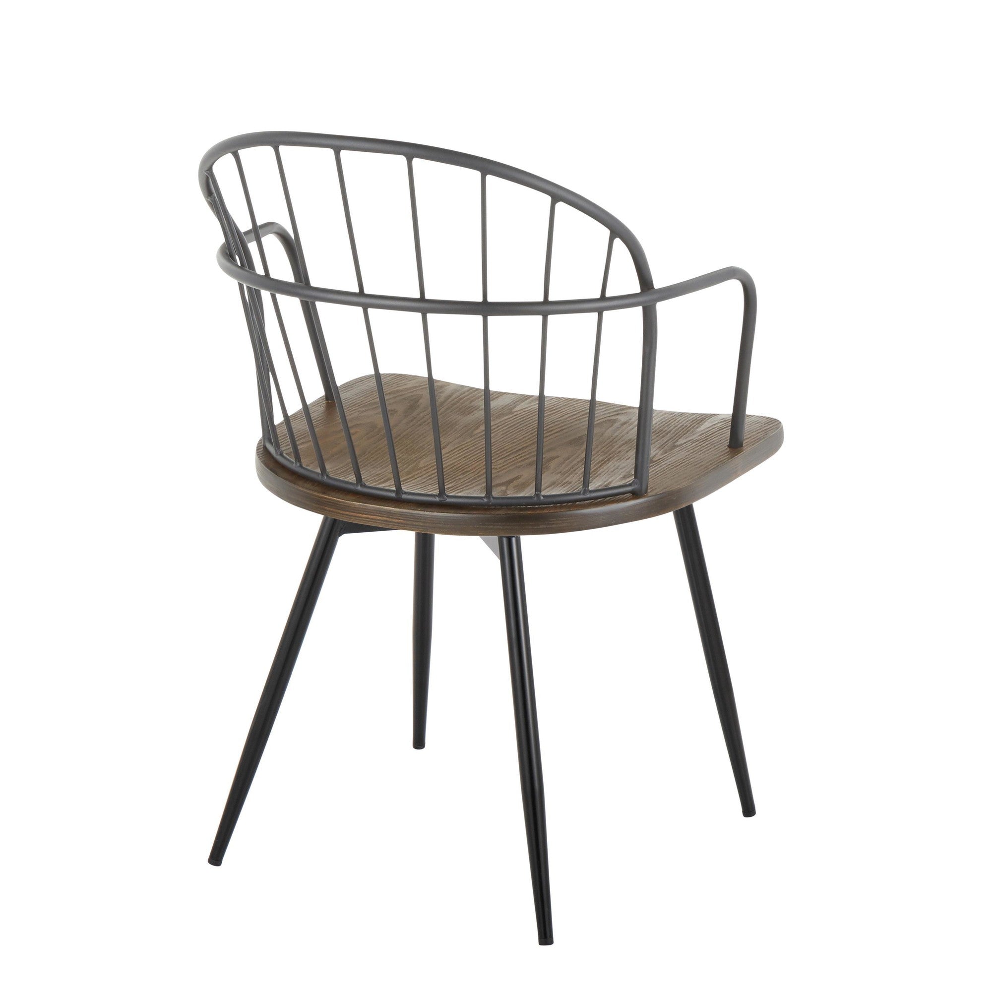 Riley Arm Chair - Set of 2 - Black Metal, Dark Walnut Wood